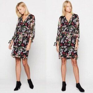 Equipment Natasha Floral Print 100% Silk Dress True Black Multi